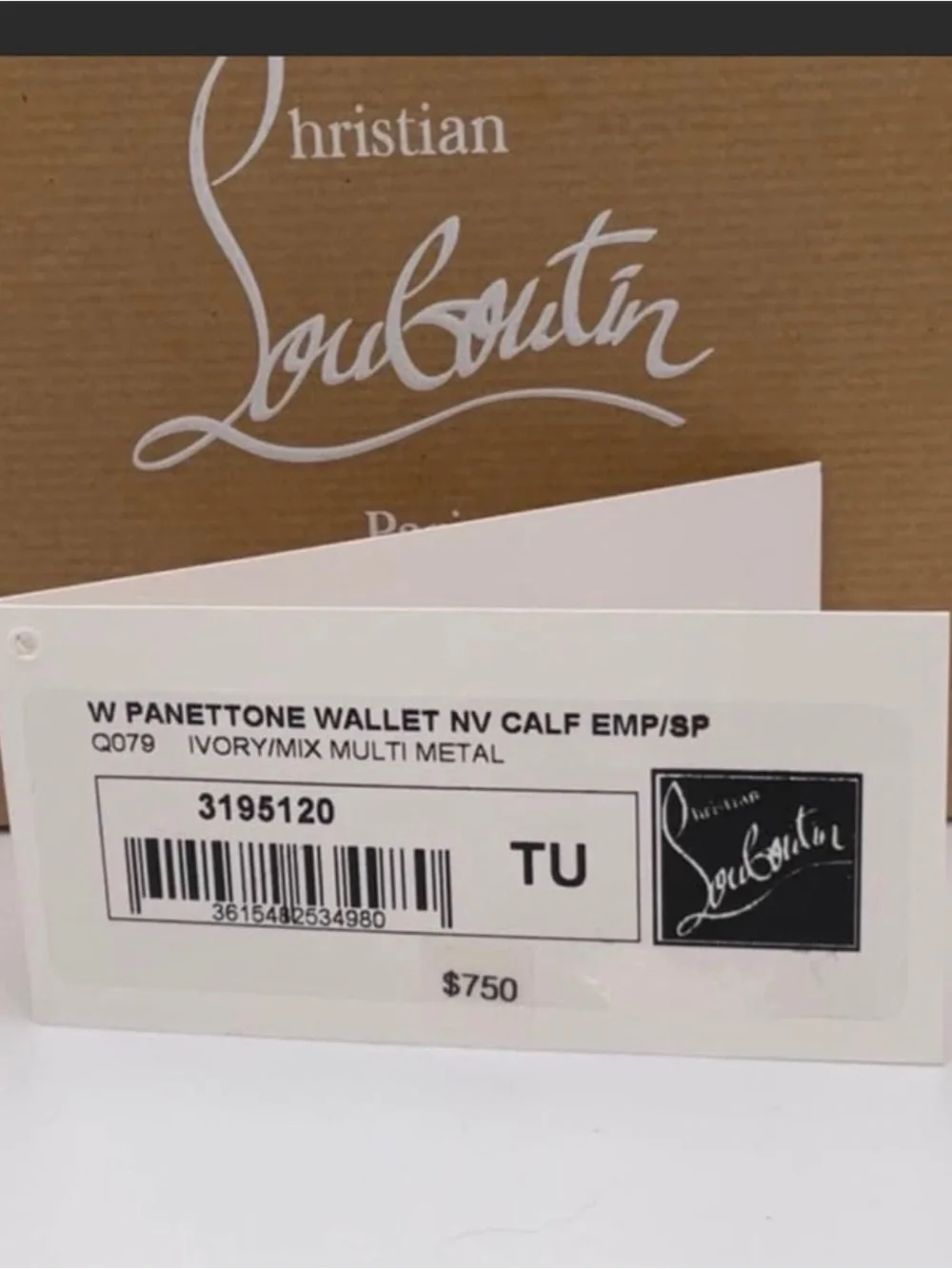 Christian Louboutin 100% authentic Panettone Wallet NV Calf EMP/SP Ivory mix Mul
